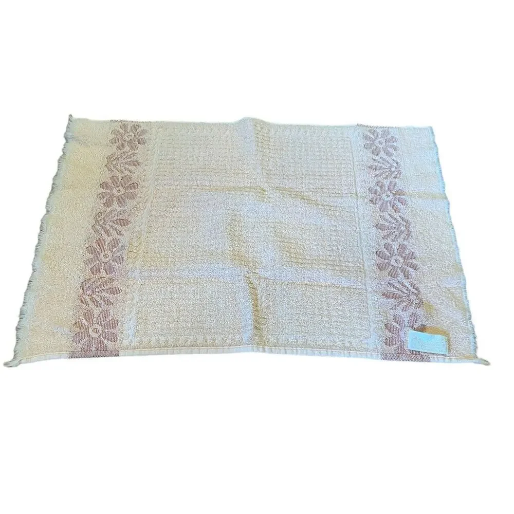 VTG Dundee Sculpted Flowers & Fringe Cotton Towels Set 2 Bath 2 Hand 1 Washcloth